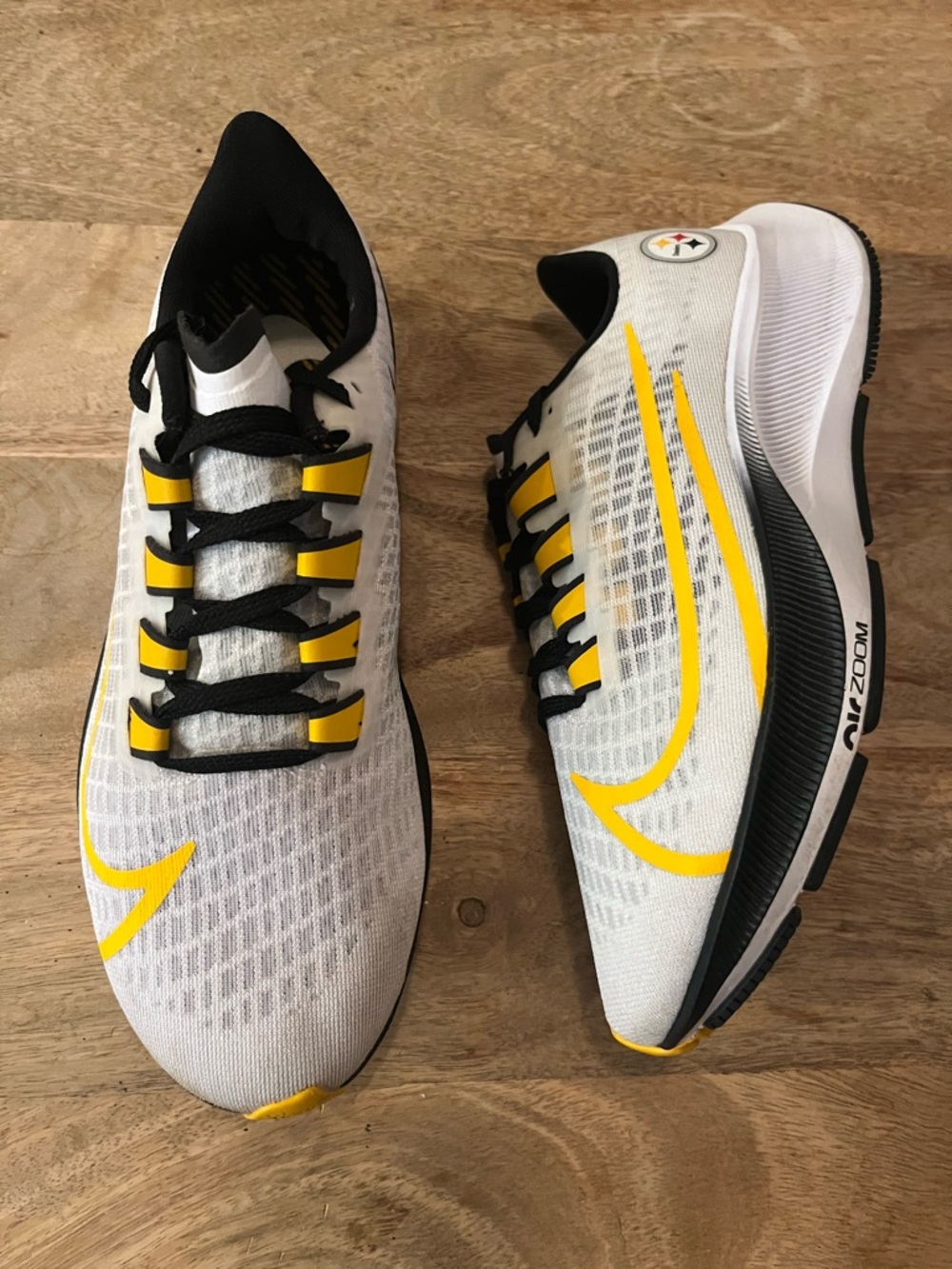 Nike Mens Air Zoom Pegasus 37 Pittsburgh Steelers M 5 White Yellow CZ5463-100